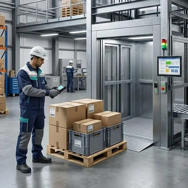 Sistema de automatización para ascensor industrial que coordina llamadas, paradas y tiempos según cada proceso productivo en Bogotá y Colombia