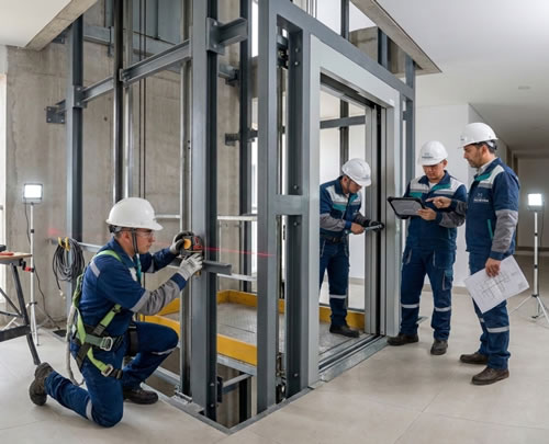 Solicite instalación profesional de ascensores con montaje exacto, pruebas de seguridad y soporte técnico para su proyecto con Ascensores Fahenn en Bogotá y toda Colombia