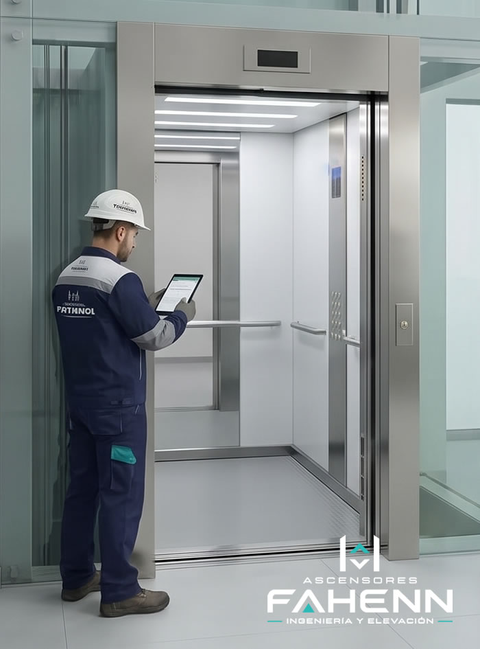 Solicite una inspección integral y control técnico para mejorar ascensores modernos seguros y eficientes con respaldo profesional de Ascensores Fahenn en Bogotá, Colombia
