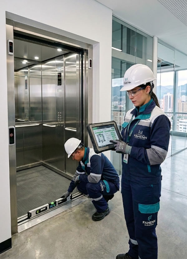 Solicite ya la verificación de nivelación y funcionamiento de ascensores con inspección profesional, seguridad y respaldo técnico de Ascensores Fahenn en Bogotá, Colombia