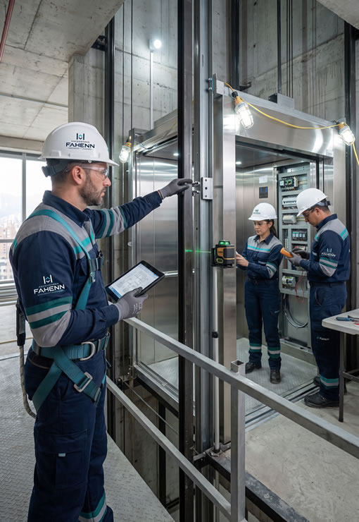 Confíe la instalación, inspección y mantenimiento de su ascensor a técnicos Fahenn capacitados. Cotice ahora mismo un servicio seguro y profesional en Bogotá y Colombia