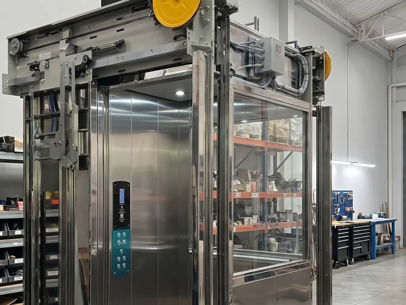 Descubra una cabina panorámica equipada con sistema mecánico, puertas y controles modernos y solicite asesoría para elegir una solución segura y personalizada de Ascensores Fahenn en Bogotá, Colombia