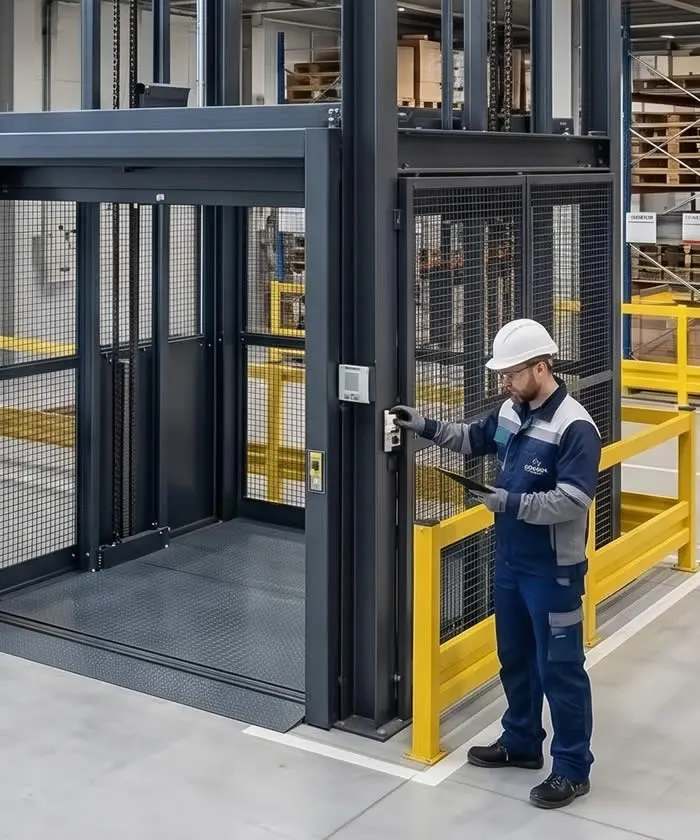 Implemente una estructura de elevación industrial segura para movilizar mercancías entre niveles y fortalecer su operación. Solicite asesoría experta en Bogotá y Colombia
